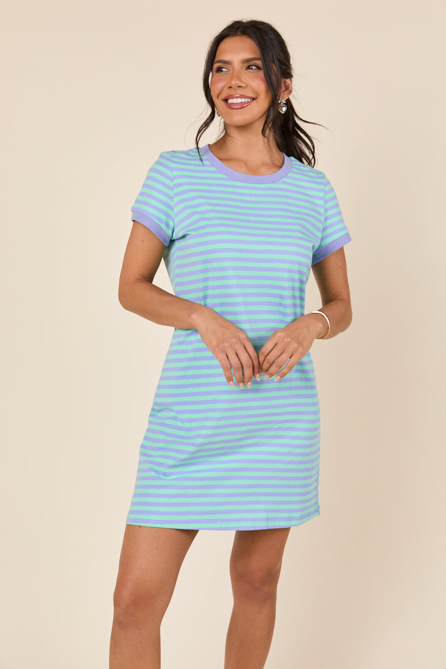 Abby Varsity Striped Light Blue Knit Dress FINAL SALE - Image 5