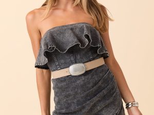 Dusk To Denim Black Denim Wrap Romper