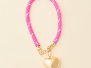 Lea Pink Puff Heart Bracelet