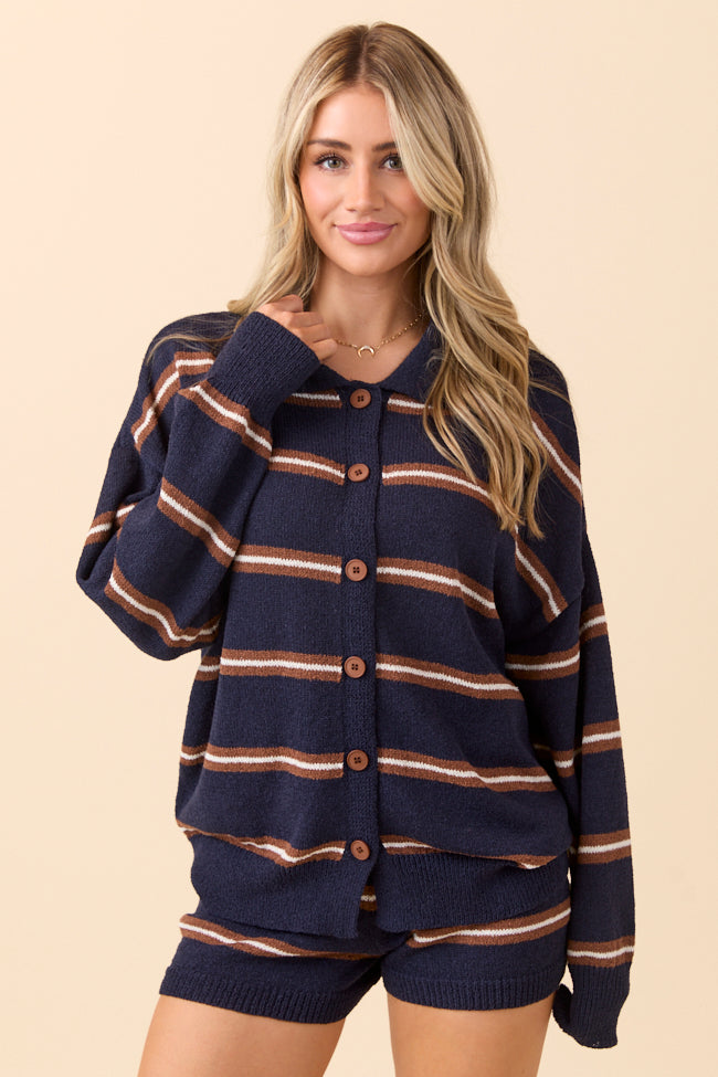Jeannie Navy Blue Stripe Cardigan