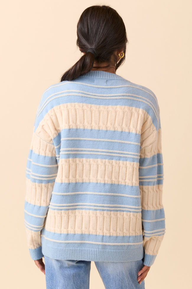 Julia Oversized Striped Blue and Ivory Cardigan - Image 6