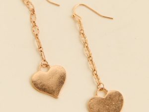 Ariella Gold Linear Heart Earrings