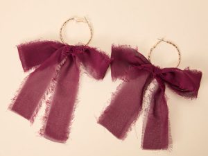 Molly Burgundy Bow Hoop Earrings