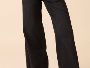 Cora Black Rock High Rise Wide Leg Jeans