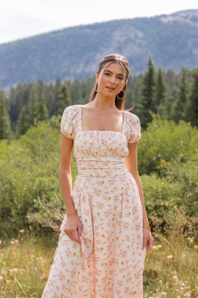 Gabriella Yellow Floral Drop Waist Maxi Dress - Image 2