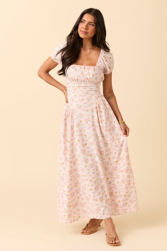 Gabriella Yellow Floral Drop Waist Maxi Dress - Image 3