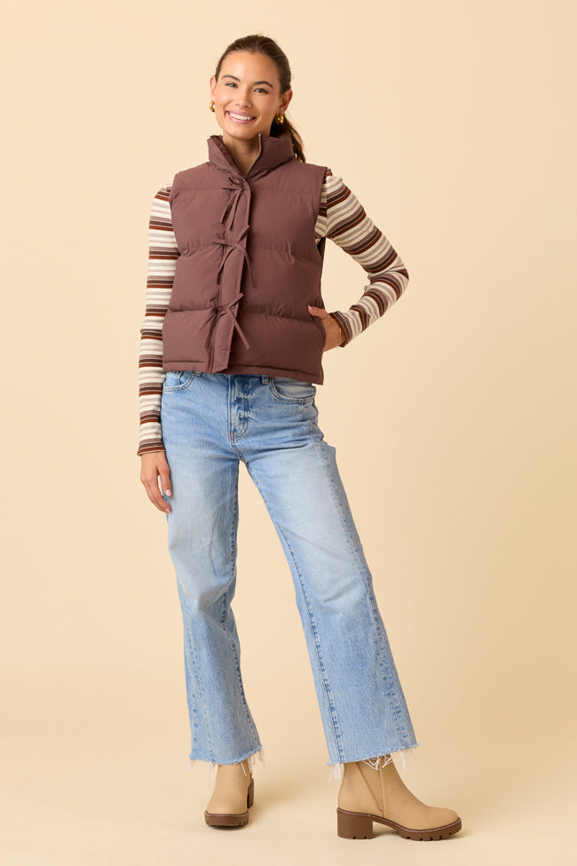 Liberty Brown Bow Puffer Vest - Image 6