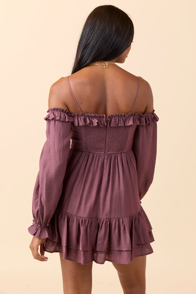 Kenzi Brown Off The Shoulder Mini Dress - Image 4