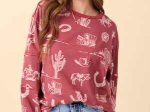 Zuri Brick Long Sleeve Western Tee