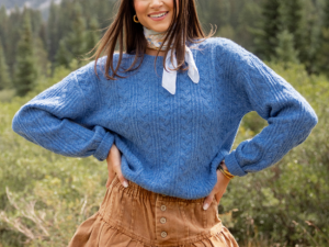 Sherri Blue Cable Knit Sweater