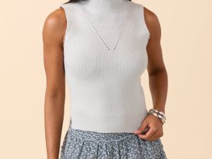 Farrah Seafoam Mock Neck Sweater Tank