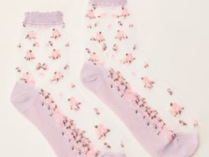 Aveline Pink Floral Sheer Socks