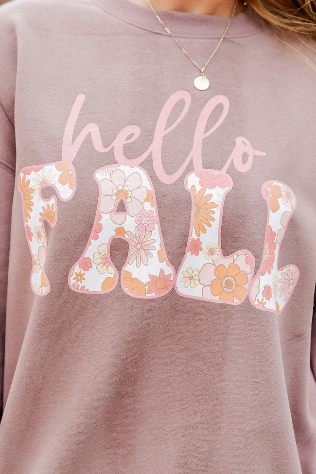 Hello Fall Floral Mocha Graphic Sweatshirt - Image 2