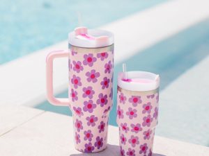 Sippin' Pretty In Kennedy Daisy 40 oz Drink Tumbler With Lid And Straw FINAL SALE