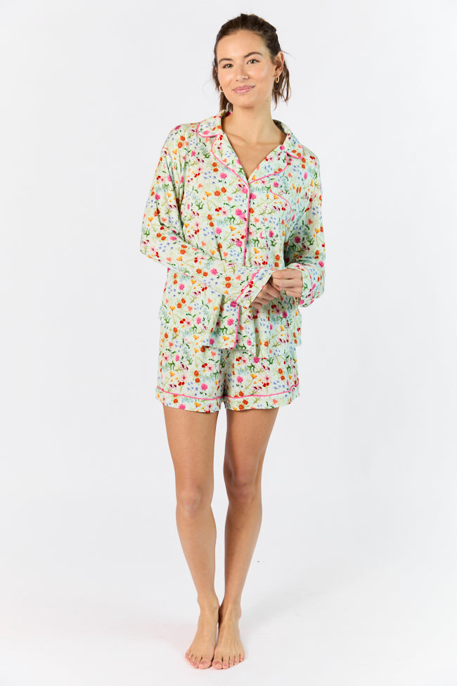Good To Get Away Botanical Floral Pajama Shorts FINAL SALE - Image 2