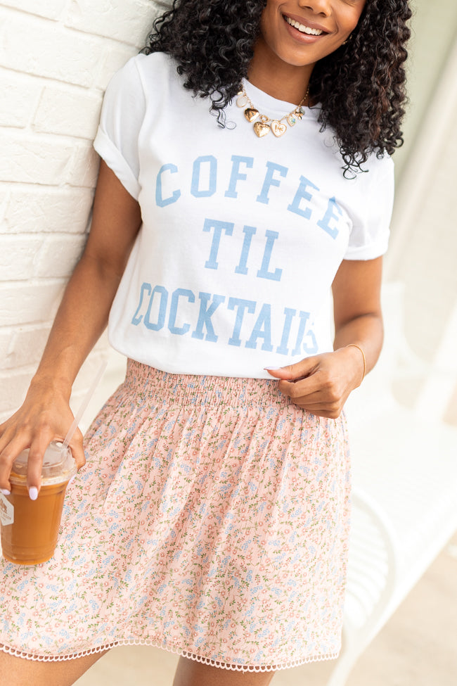 Coffee Til Cocktails White Graphic Tee - Image 2