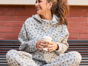 Jolie Grey Floral Hoodie Amber Massey X Pink Lily