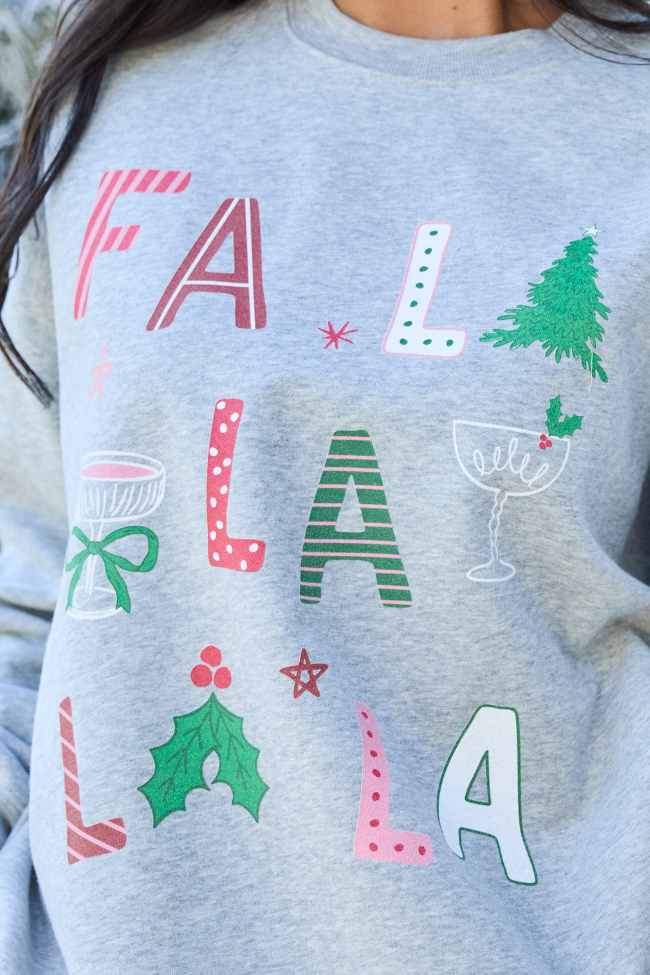 Fa La La La La Light Grey Graphic Sweatshirt - Image 2