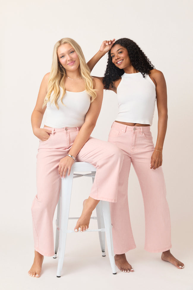 Marigold Pearl Pink Mid Rise Barrel Jeans - Image 2