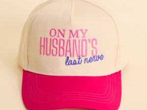 On My Husband's Last Nerve Pink Trucker Hat