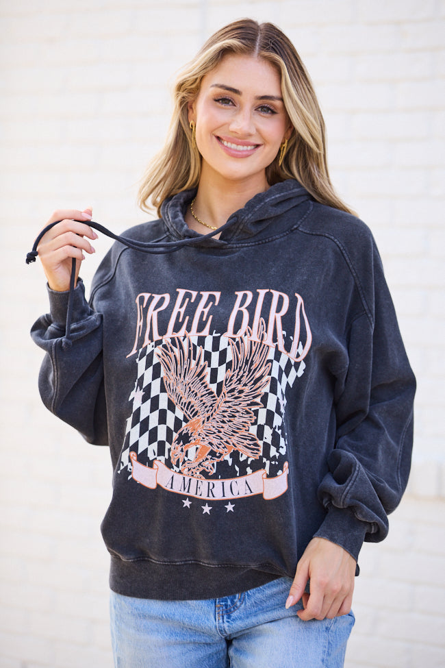 Free Bird Black Oversized Graphic Hoodie - Image 3