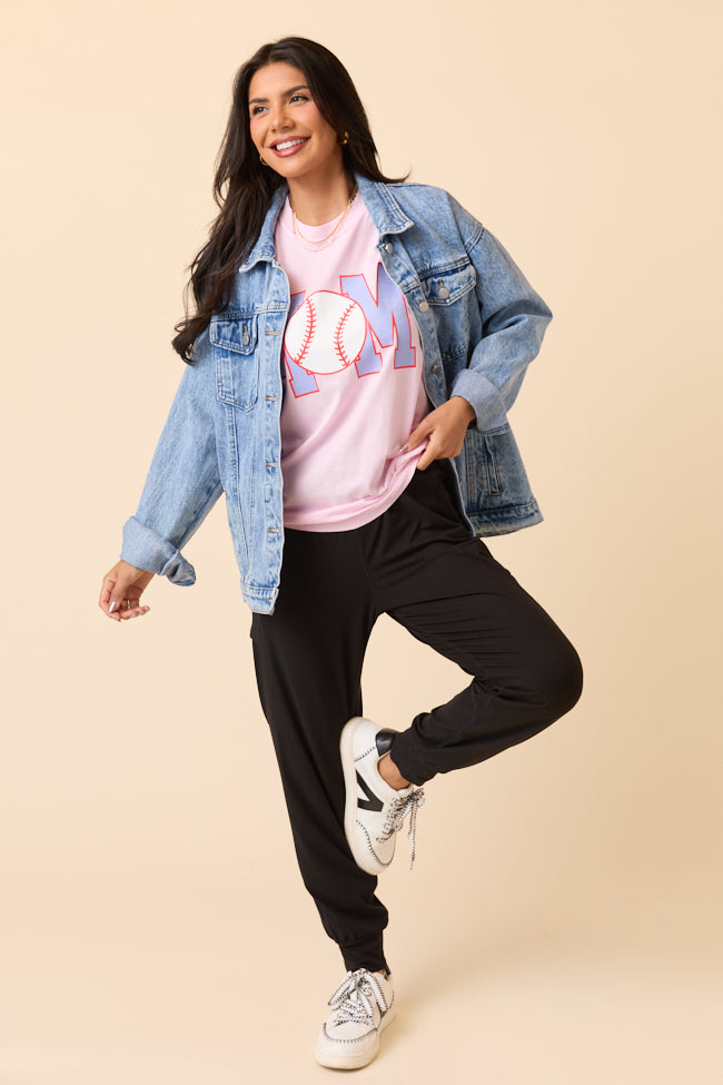 Mom Block Baseball Light Pink Graphic Tee - Image 5