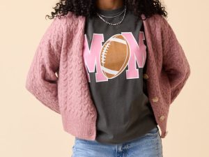 Mom Block Football Dark Grey Graphic Tee