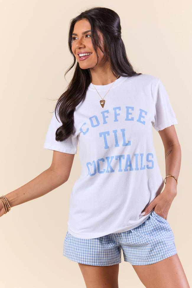 Coffee Til Cocktails White Graphic Tee - Image 5