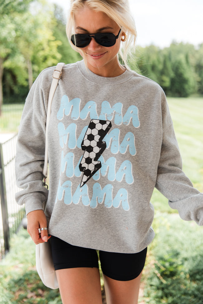 Mama Repeat Soccer Light Grey Graphic Sweatshirt - Image 3