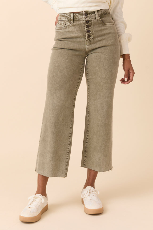 Malia Martini Green High Rise Wide Leg Jeans