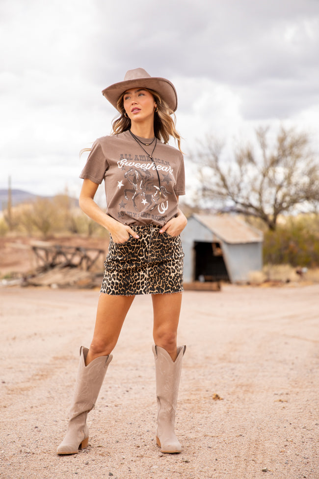 All American Sweetheart Brown Graphic Tee - Image 3