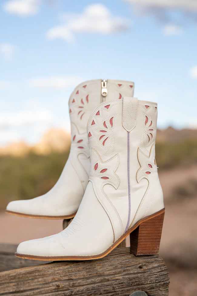 Dallas White Pointed Toe Booties FINAL SALE