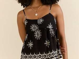 Rave With Me Black Border Print Woven Tank FINAL SALE