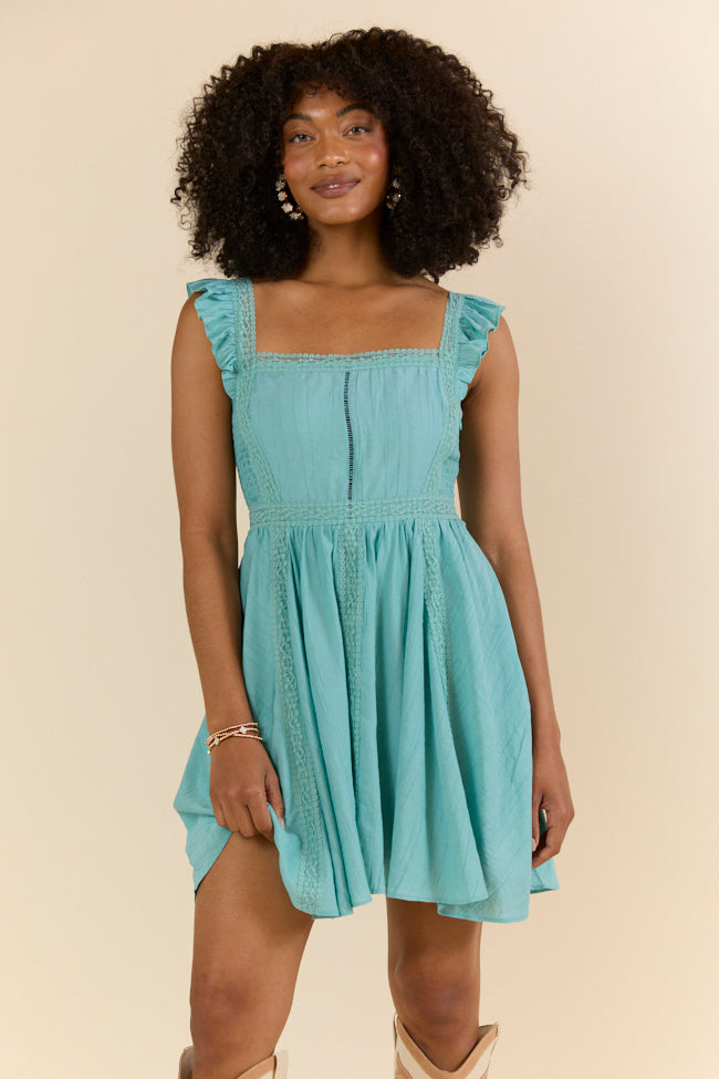 In This Groove Dusty Teal Mini Dress FINAL SALE - Image 3