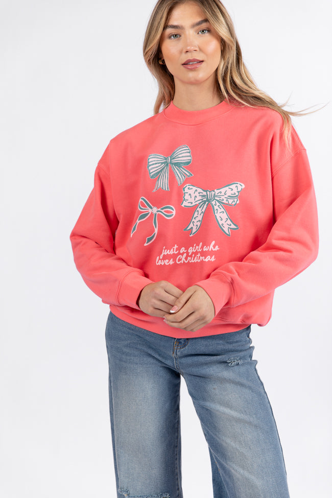 Just A Girl Who Loves Christmas Light Red Graphic Sweatshirt - Image 4