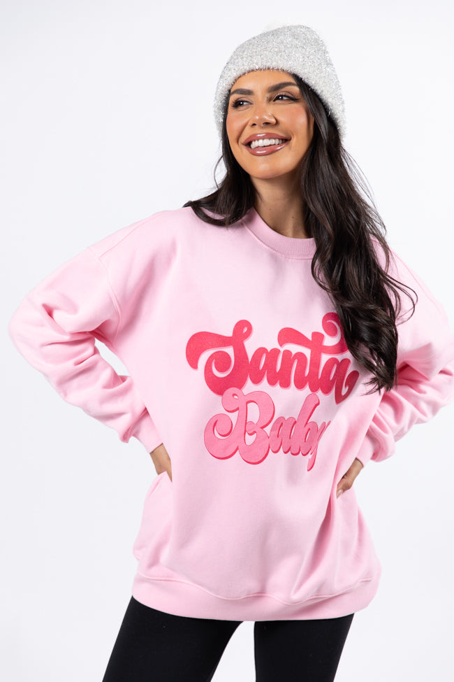 Santa Baby Light Pink Graphic Sweatshirt - Image 4