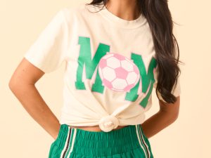 Mom Block Soccer Ivory Graphic Tee