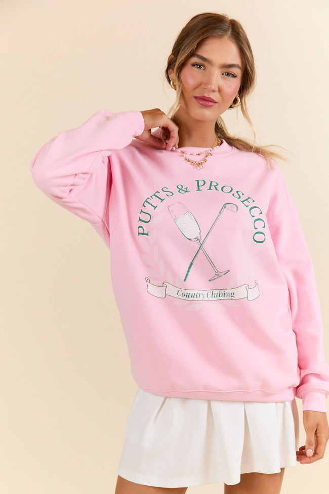 Putts & Prosecco Light Pink Graphic Sweatshirt