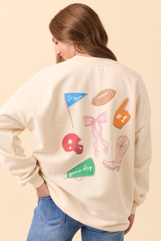 Saturday Tailgate Club Cream Graphic Sweatshirt - Image 6