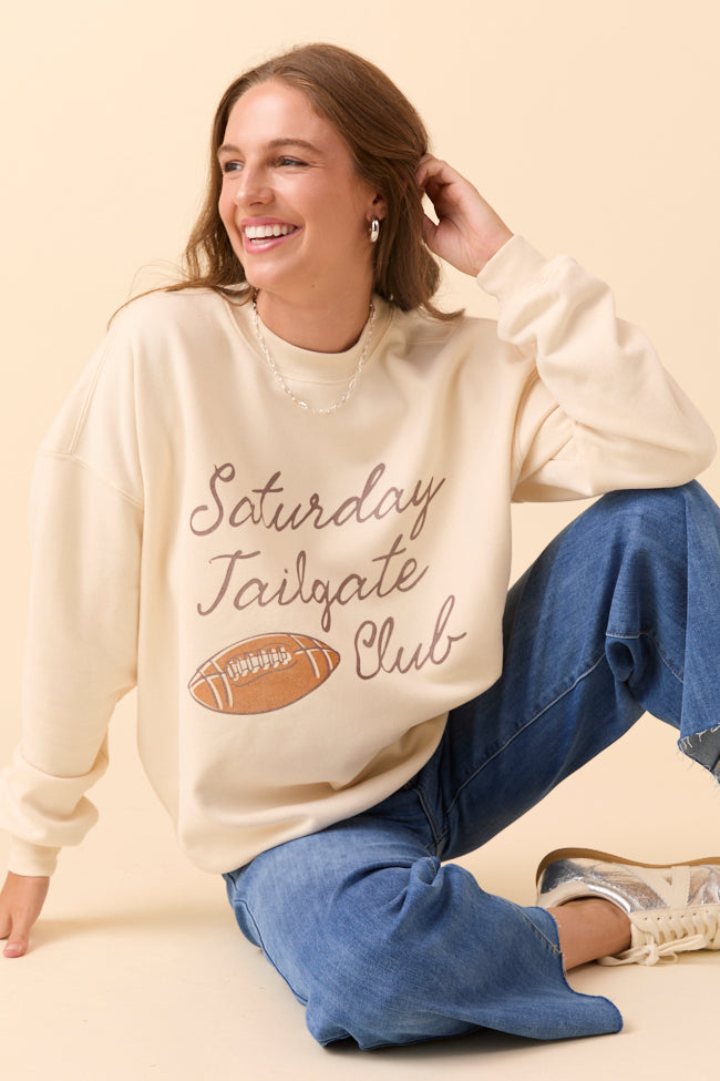 Saturday Tailgate Club Cream Graphic Sweatshirt - Image 5
