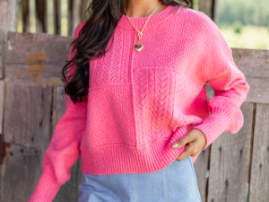 Mae Pink Multi-Knit Sweater