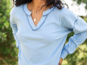 Miller Light Blue V-Neck Long Sleeve Shirt
