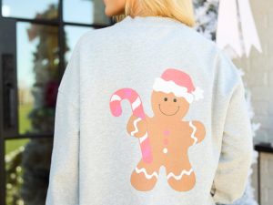Gingerbread Man Grey Graphic Sweatshirt