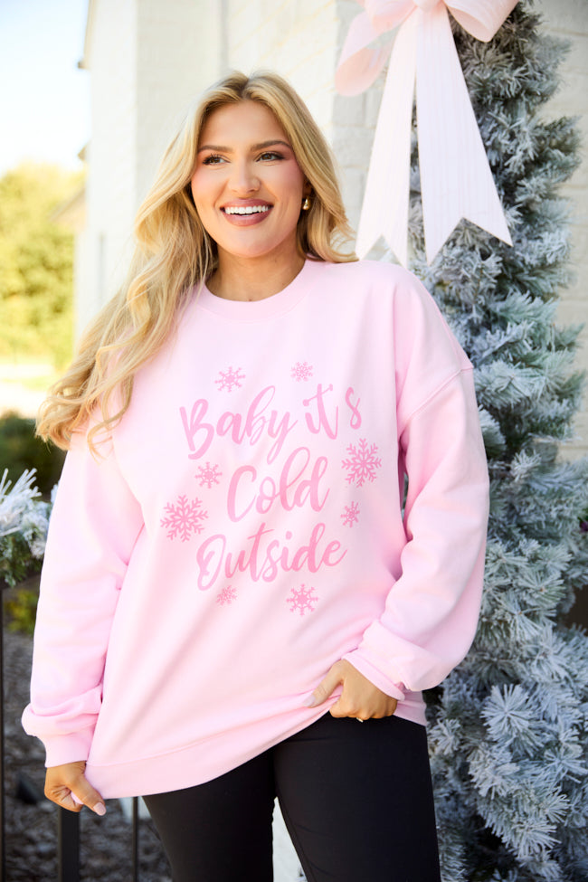 Baby It's Cold Outside Light Pink Graphic Sweatshirt - Image 5