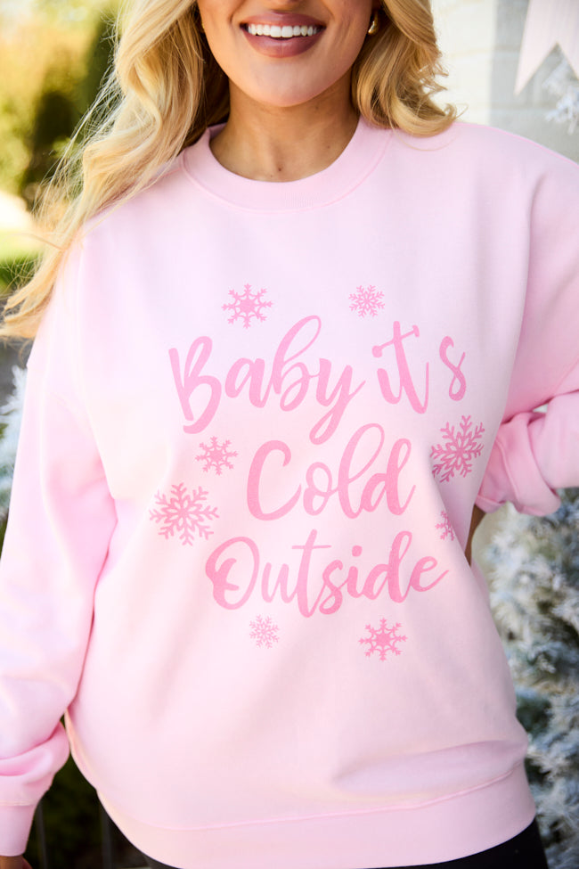 Baby It's Cold Outside Light Pink Graphic Sweatshirt - Image 6