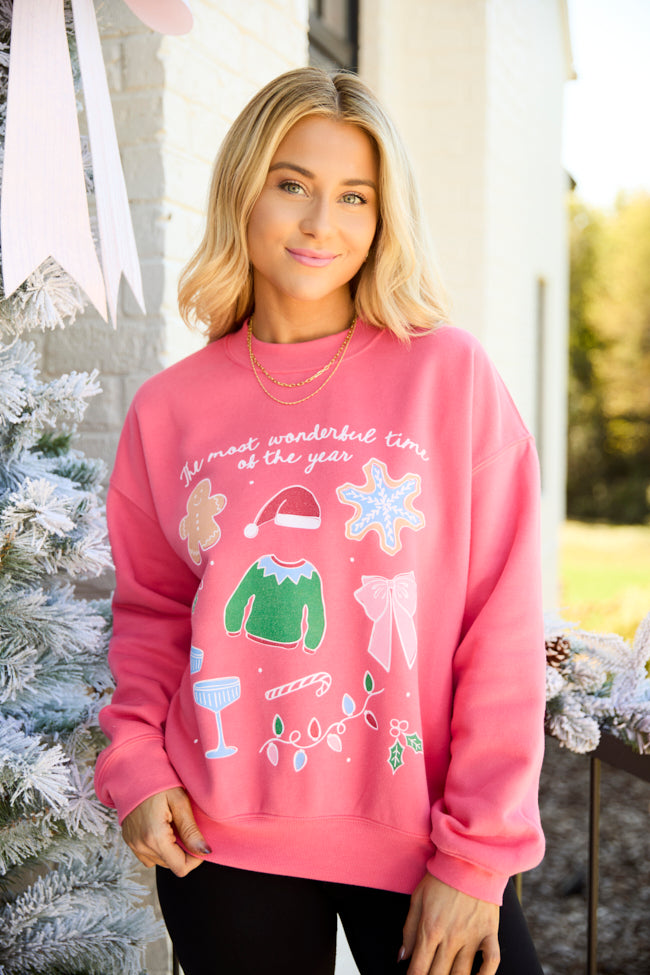 It's The Most Wonderful Time Of The Year Light Red Graphic Sweatshirt - Image 4