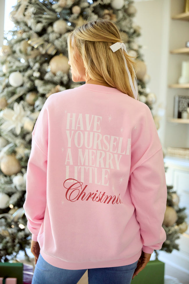 Have Yourself A Merry Little Christmas Light Pink Graphic Sweatshirt - Image 2