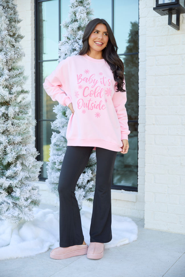 Baby It's Cold Outside Light Pink Graphic Sweatshirt - Image 3