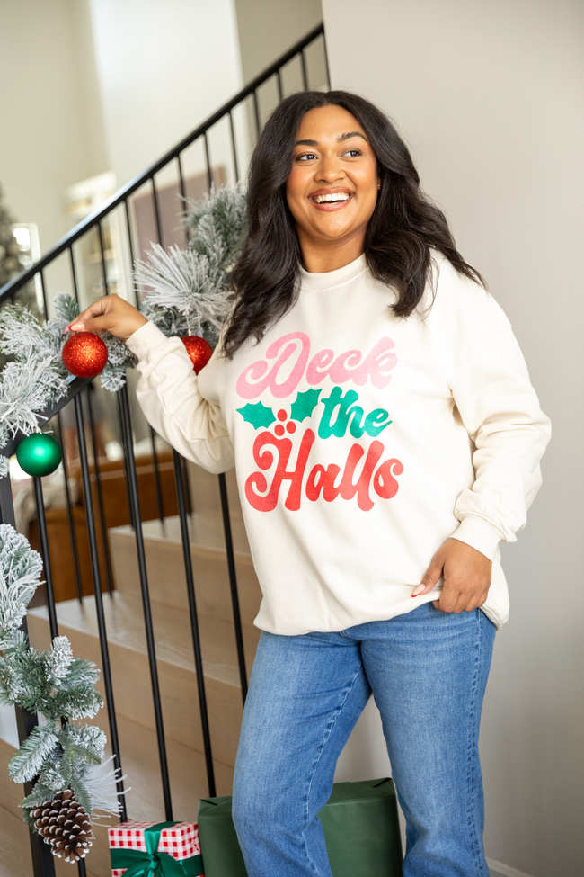 Deck The Halls Cream Graphic Sweatshirt - Image 2