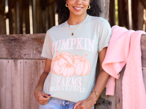 Pumpkin Farms Light Green Graphic Tee